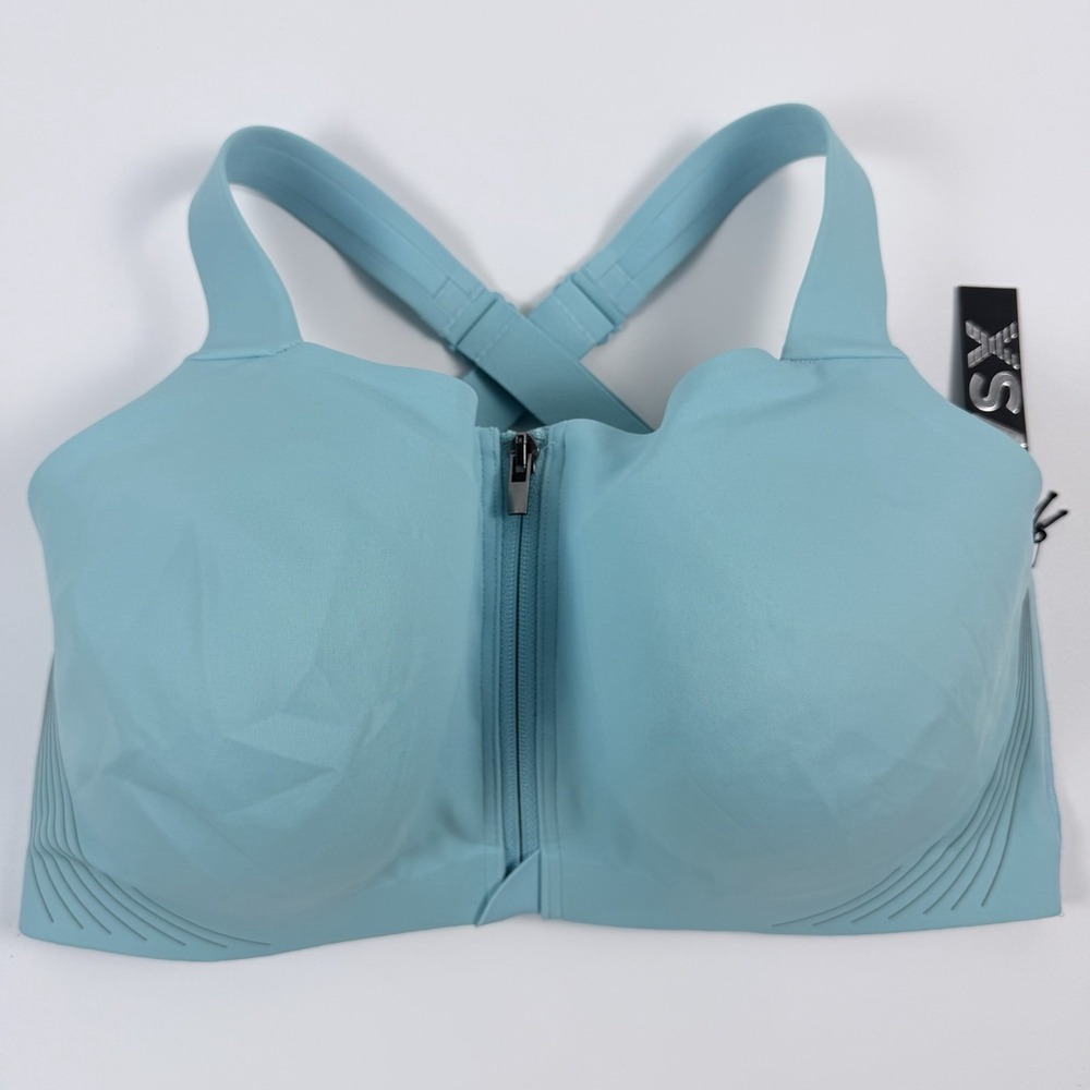 Victoria's Secret VSX Knockout Front-Close Sports Bra Aqua Blue 34DDD NWT